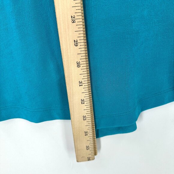 Travelers By Chicos Tunic Top Womens Short Sleeve Asymmetrical Cozumel Blue XL - Picture 6 of 10